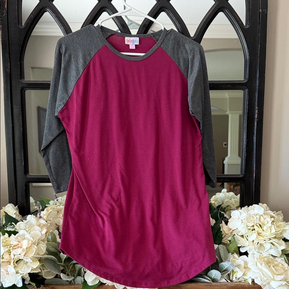 LuLaRoe Burgundy and Dark Gray Top